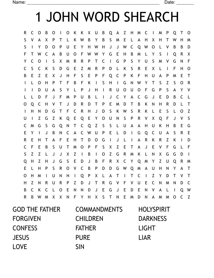1 JOHN WORD SHEARCH Word Search WordMint