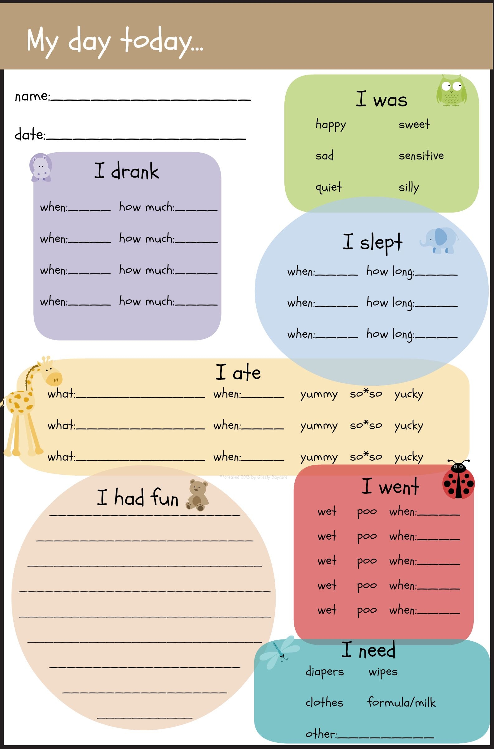 10 Infant Daily Report Ideas Daycare Forms Starting A Daycare Home Daycare