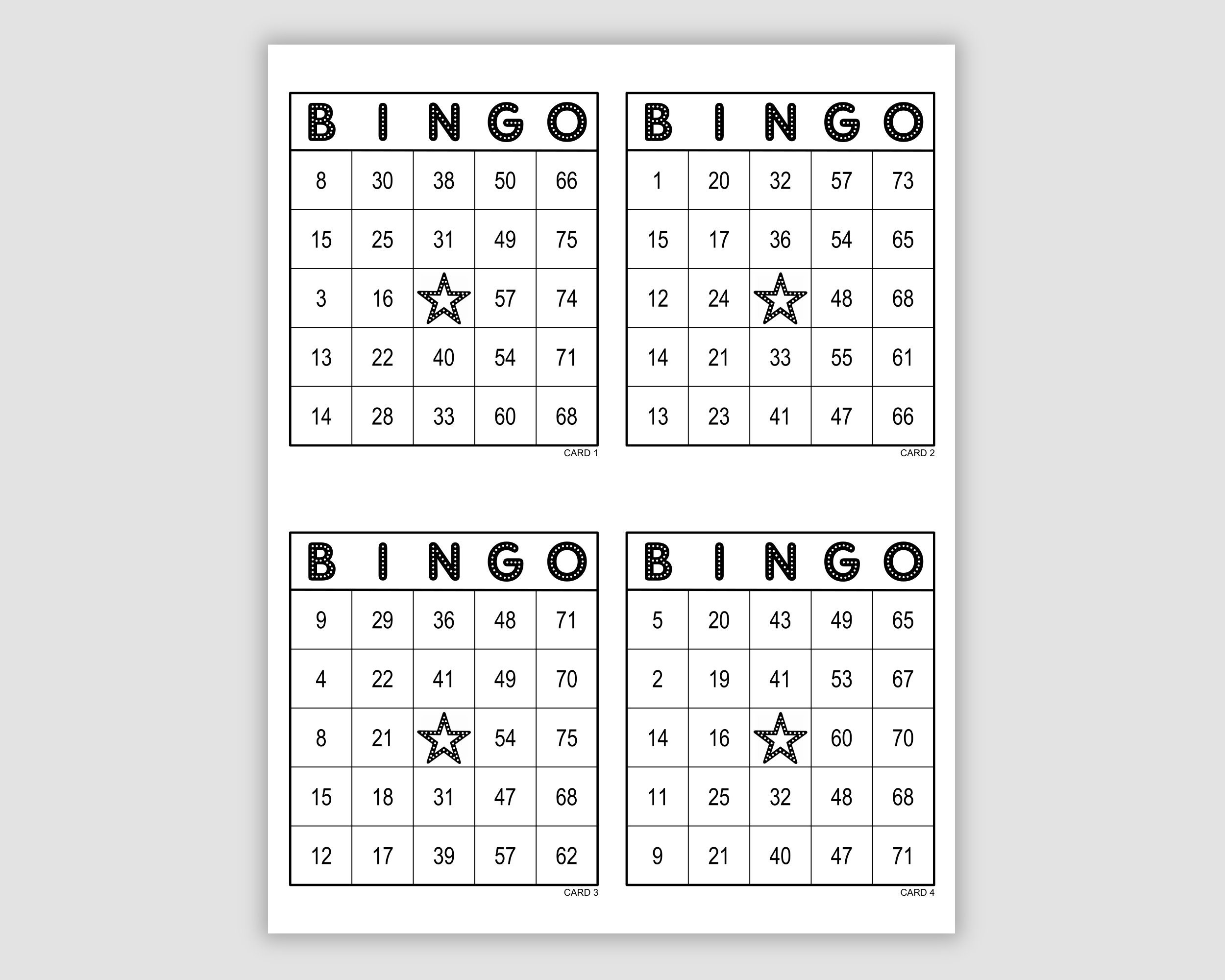 1000 Bingo Cards Pdf Download 4 Per Page Instant Printable Fun Party Game Ink Saver Printer Friendly Minimalist File Etsy