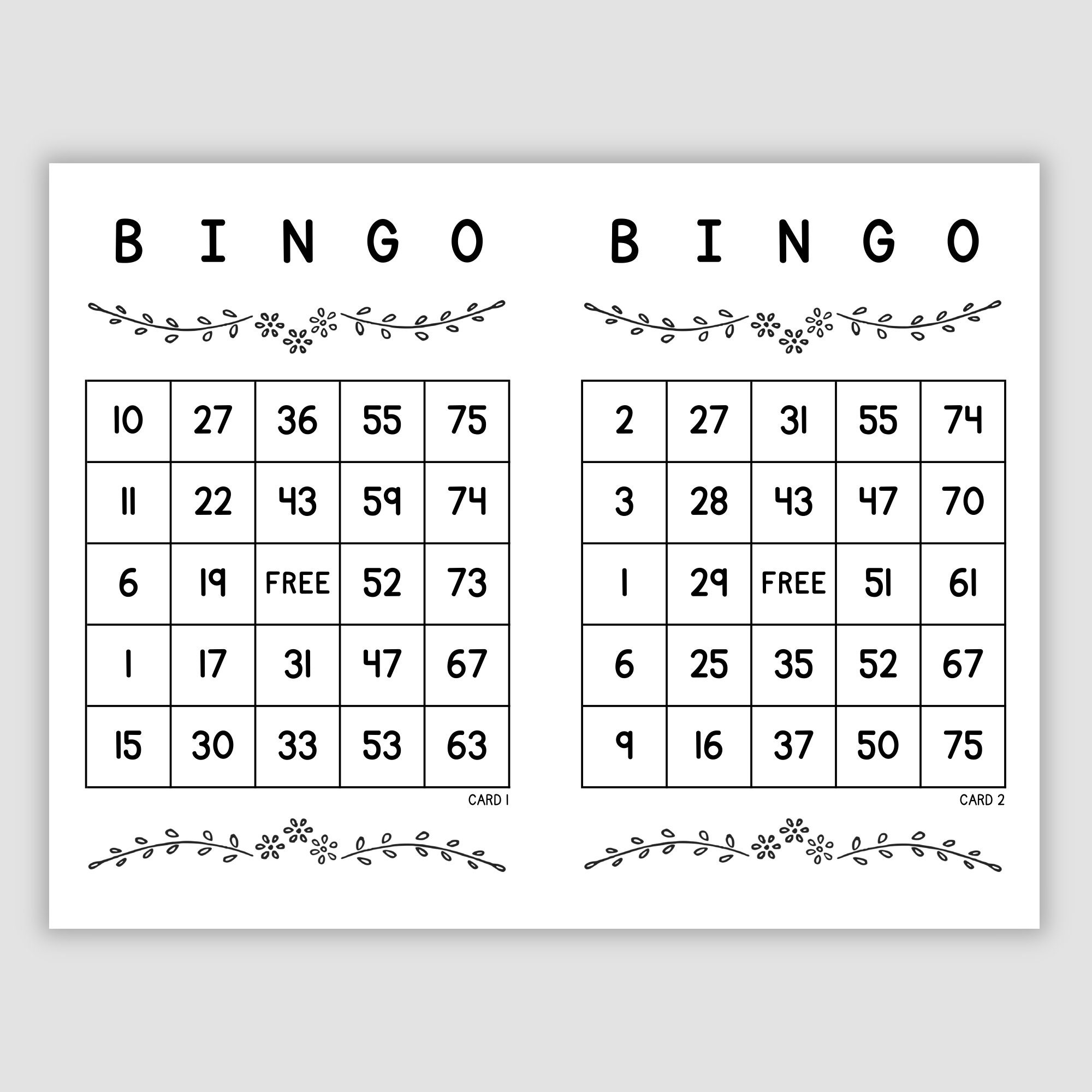 1000 Printable Bingo Cards Pdf Download 1 2 And 4 Per Page Instant Printable Fun Party Game Laurels Etsy