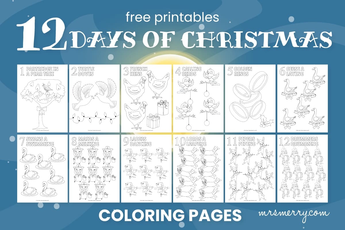 12 Days Of Christmas Printable Coloring Pages Mrs Merry