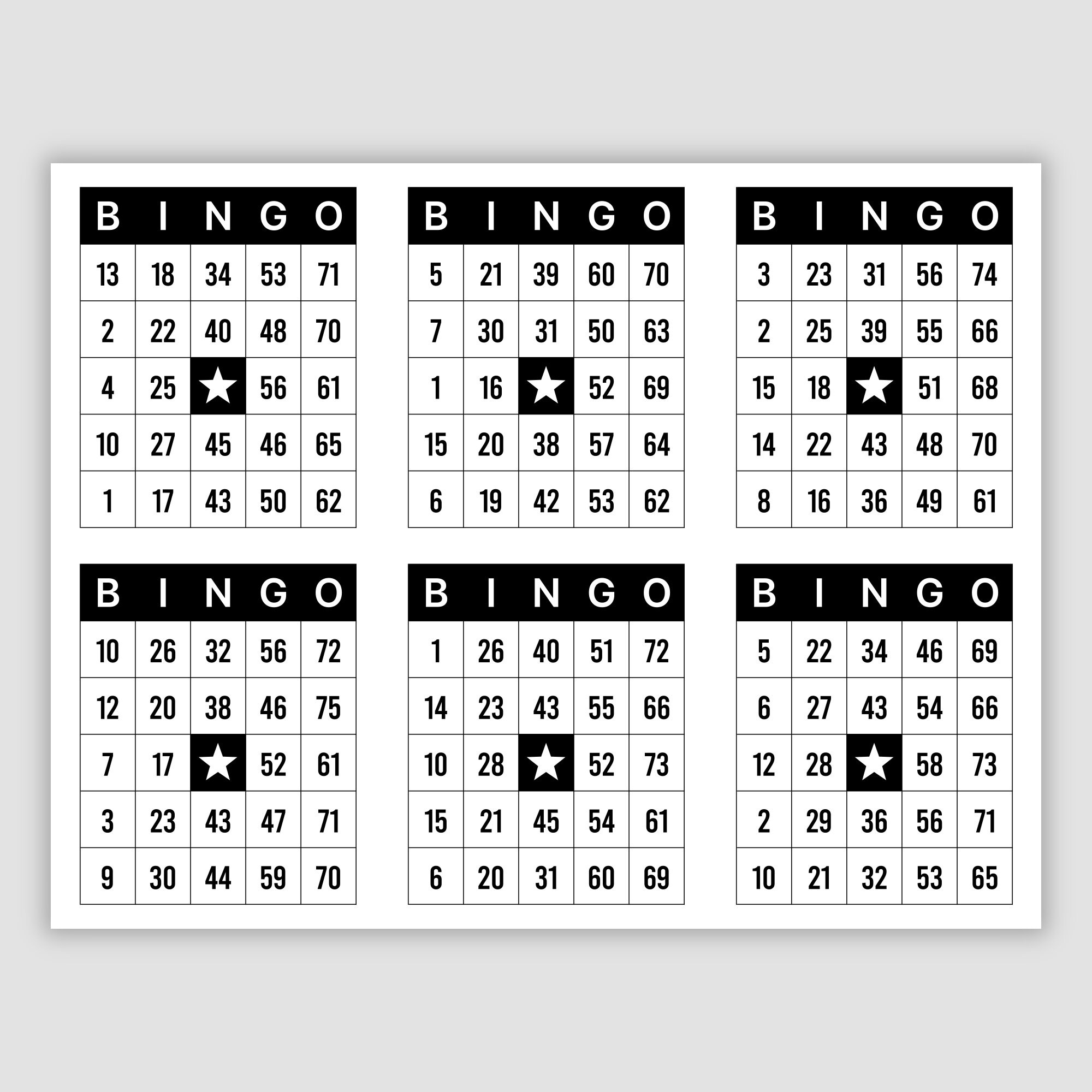 1200 Bingo Cards Pdf Download 1 2 4 And 6 Per Page Instant Printable Fun Party Game 75 Call 1 Per Page Fits Jumbo Chips Etsy