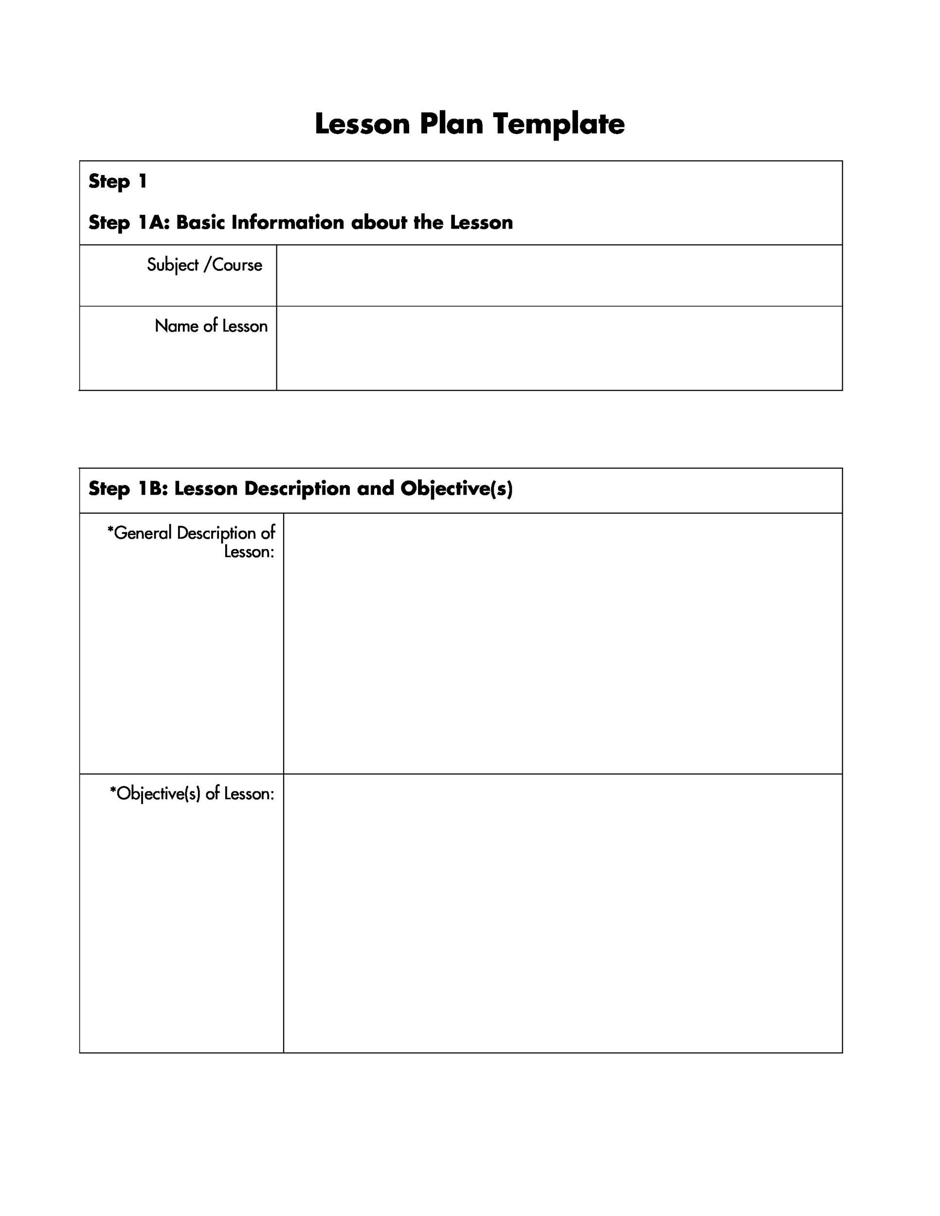 Free Printable Lesson Plan Templates