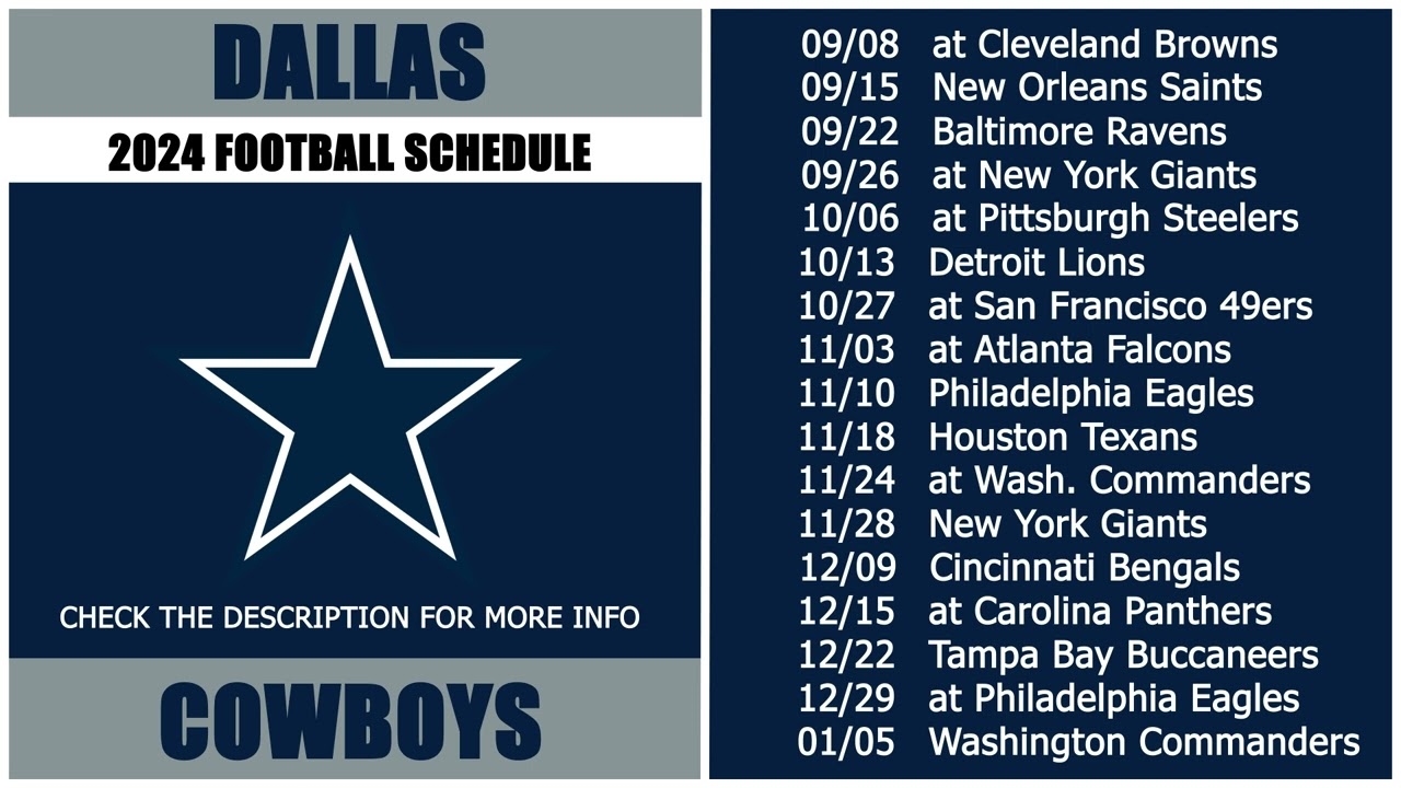 2024 Dallas Cowboys Football Schedule YouTube