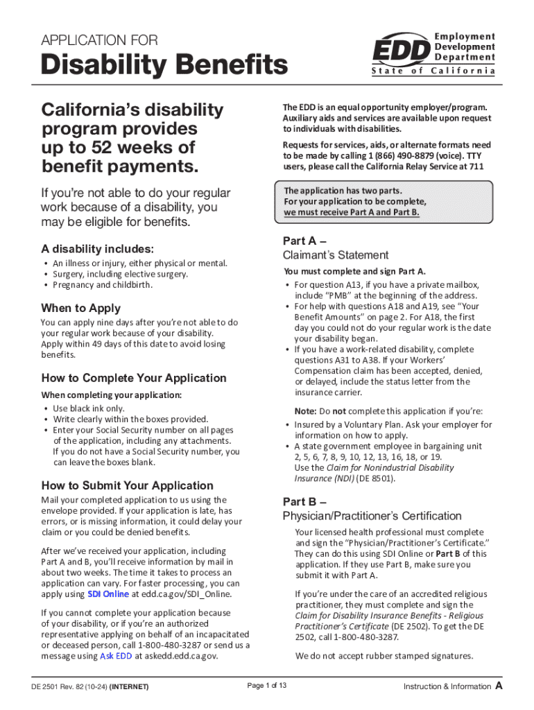 2024 Form CA DE 2501 Fill Online Printable Fillable Blank PdfFiller