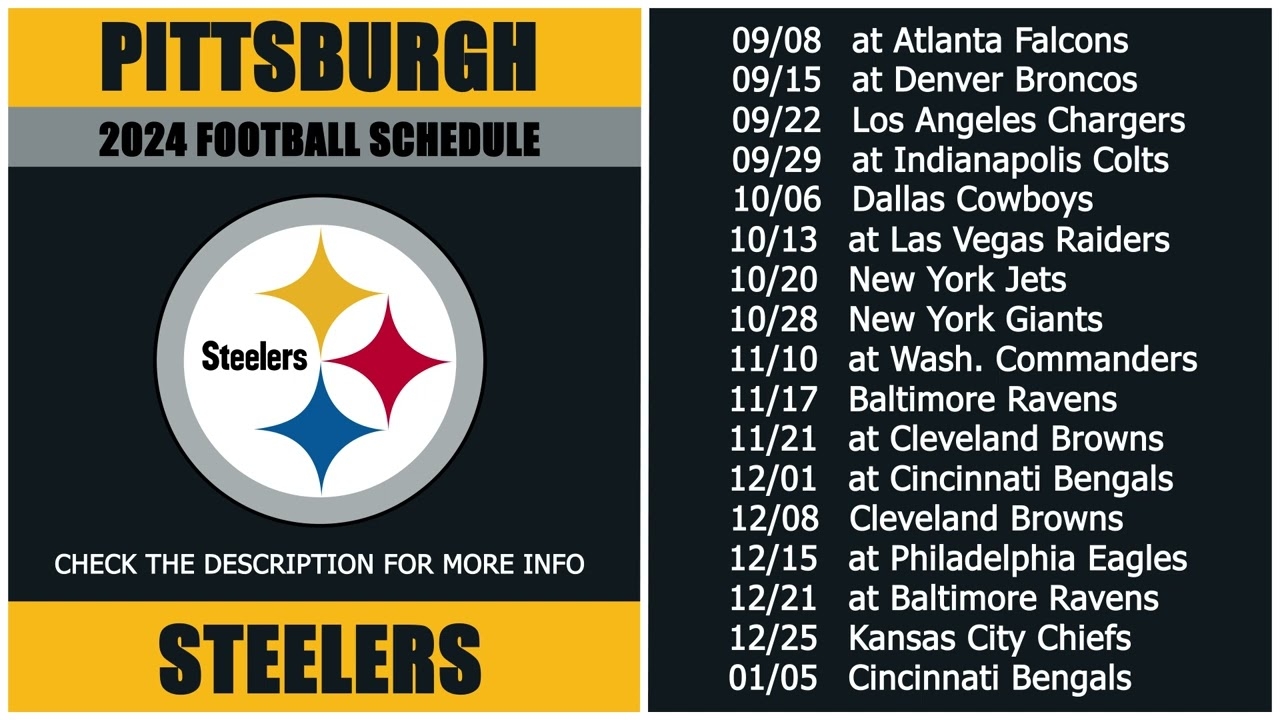 2024 Pittsburgh Steelers Football Schedule YouTube