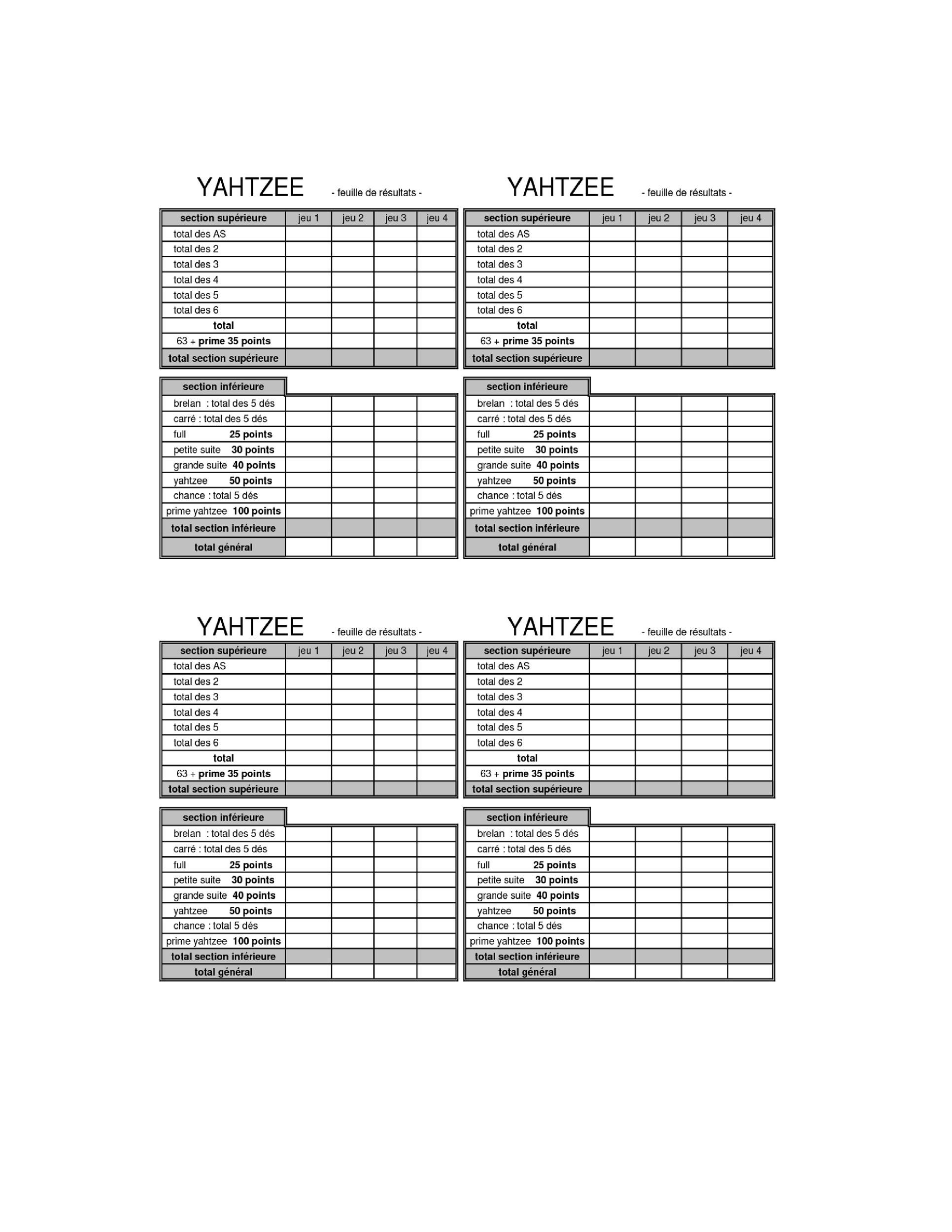 28 Printable Yahtzee Score Sheets Cards 101 FREE TemplateLab