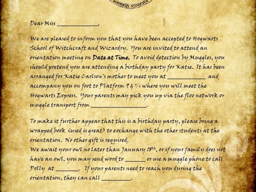 29 Printable Hogwarts Acceptance Letter Templates