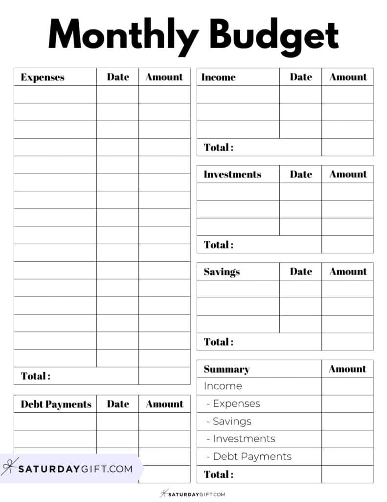 Free Printable Monthly Expense Sheet