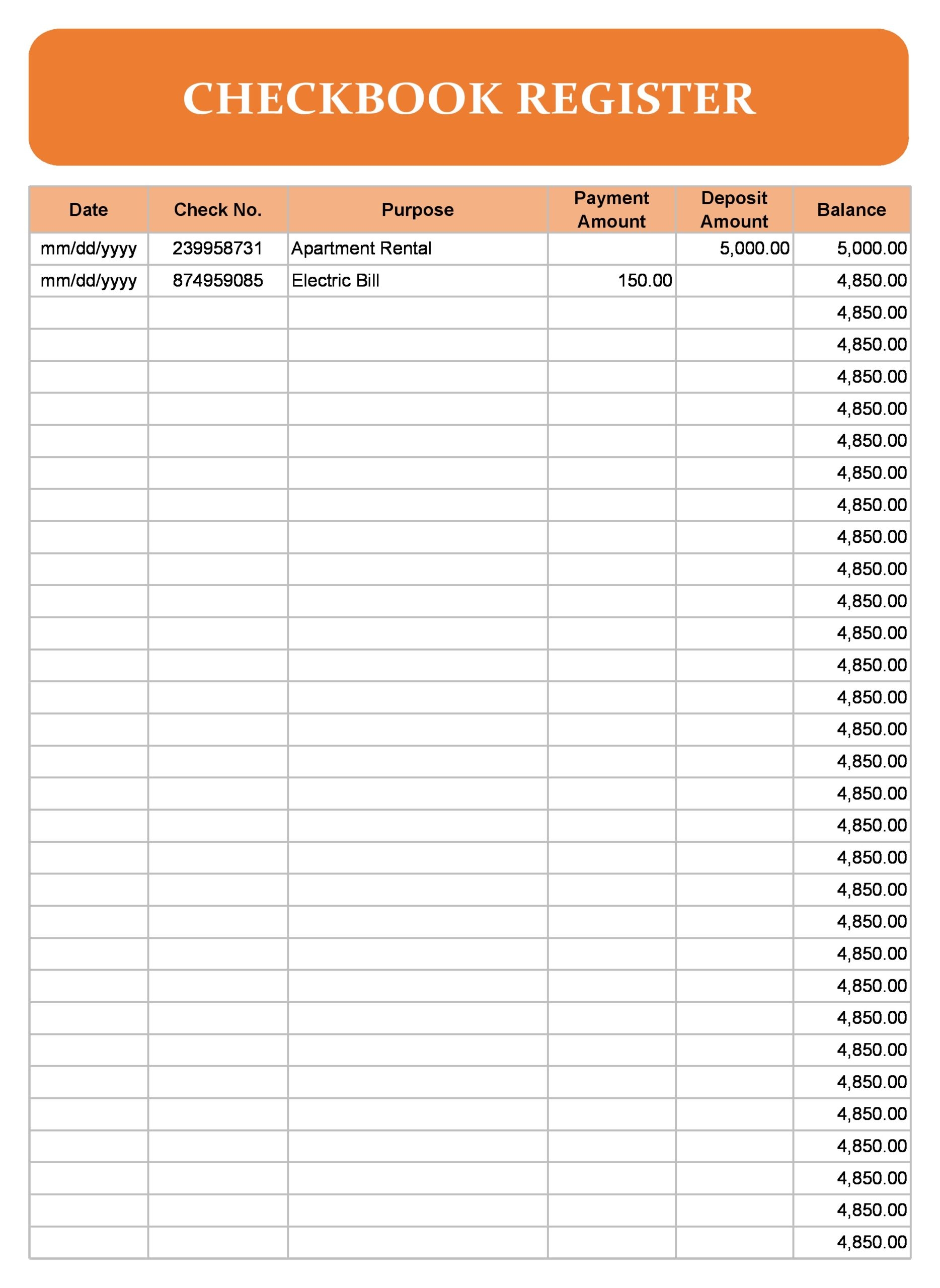 39 Checkbook Register Templates 100 Free Printable TemplateLab