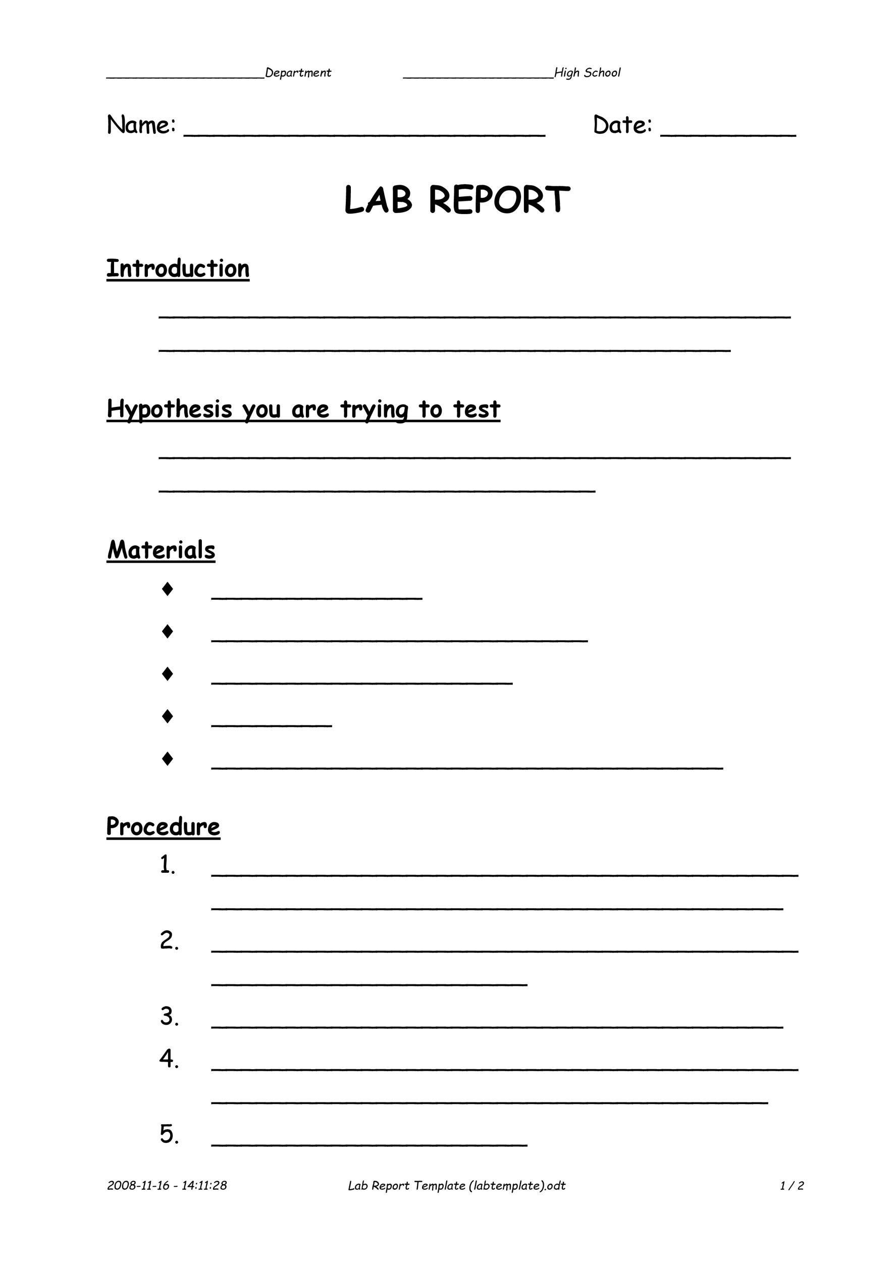 40 Lab Report Templates Format Examples TemplateLab