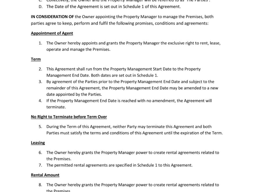 41 Simple Property Management Agreements Word PDF