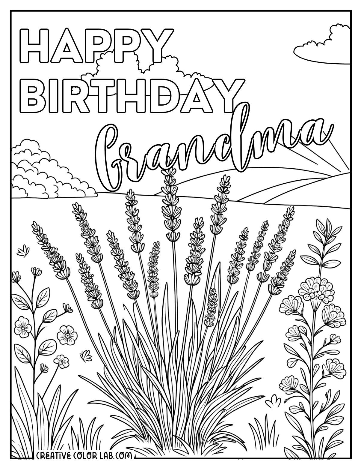 Printable Coloring Birthday Cards For Grandma
