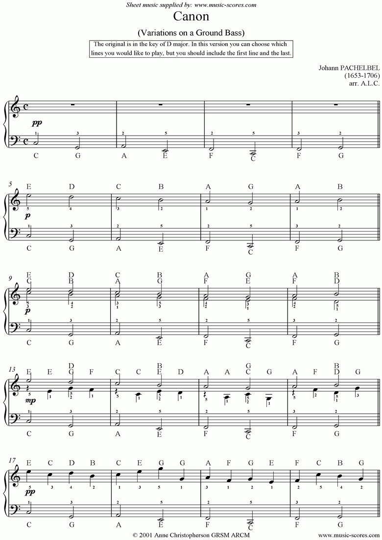 Canon In D Piano Sheet Music Free Printable