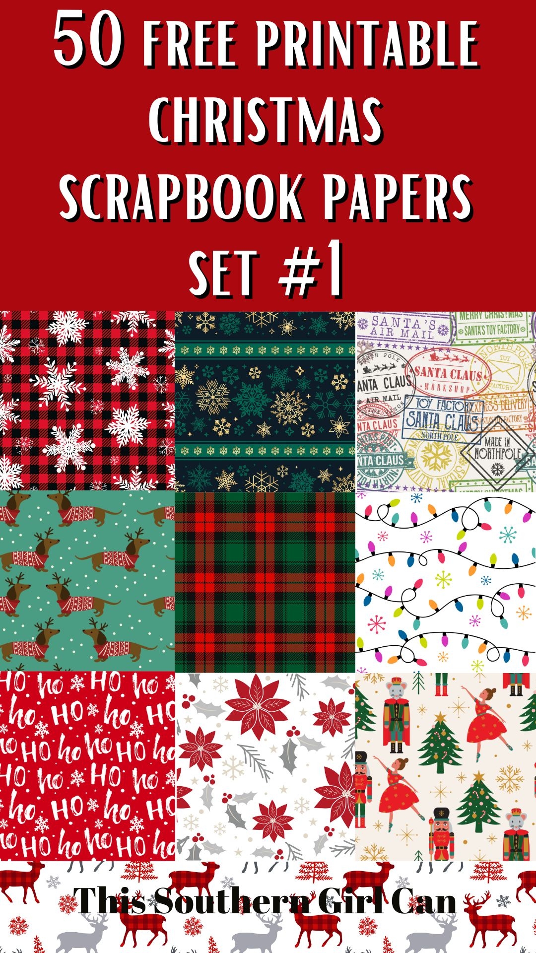 50 Free Printable Christmas Scrapbook Papers Set 1