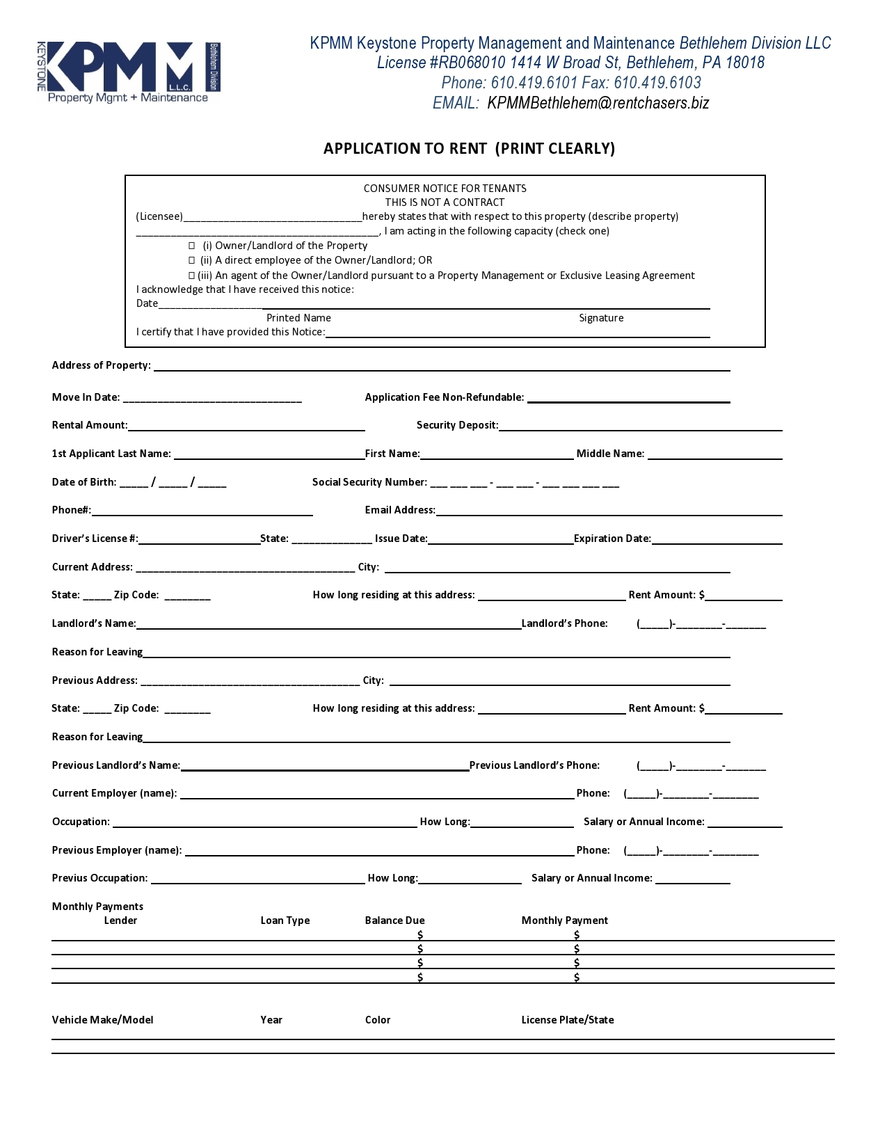 Free Printable Property Management Forms
