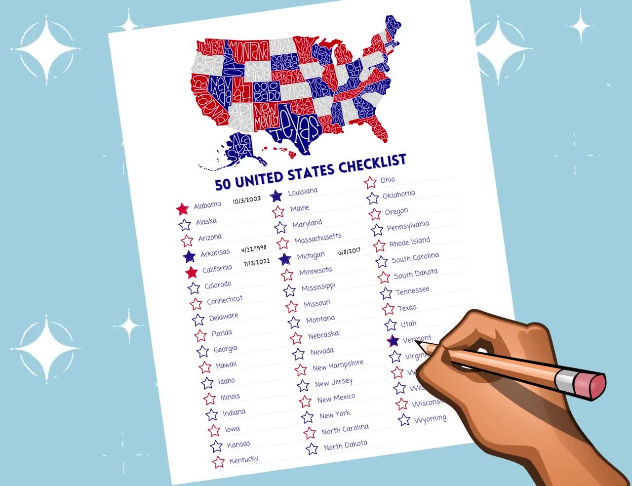 Printable List Of 50 States