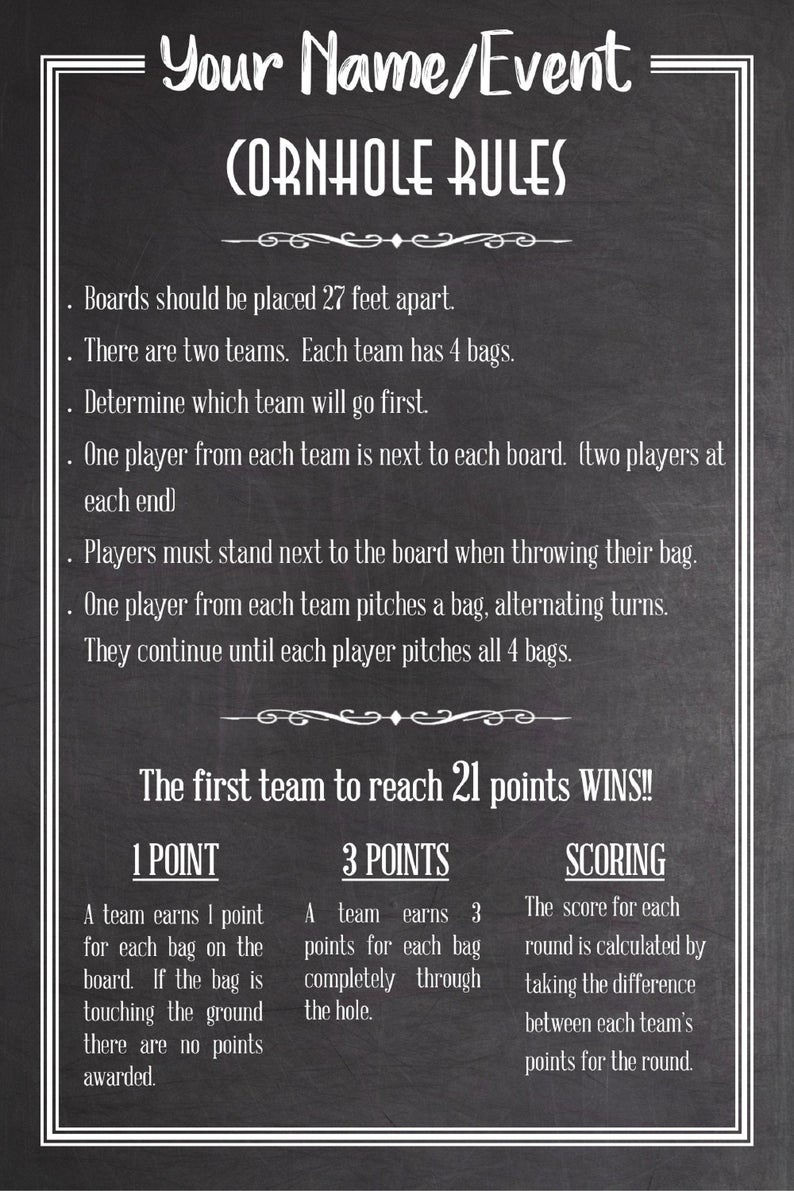 Printable Bean Bag Toss Rules