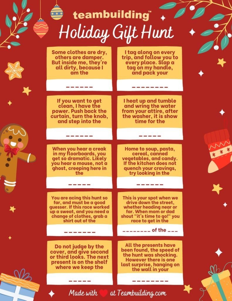 9 Best Holiday Scavenger Hunt Templates Printable 