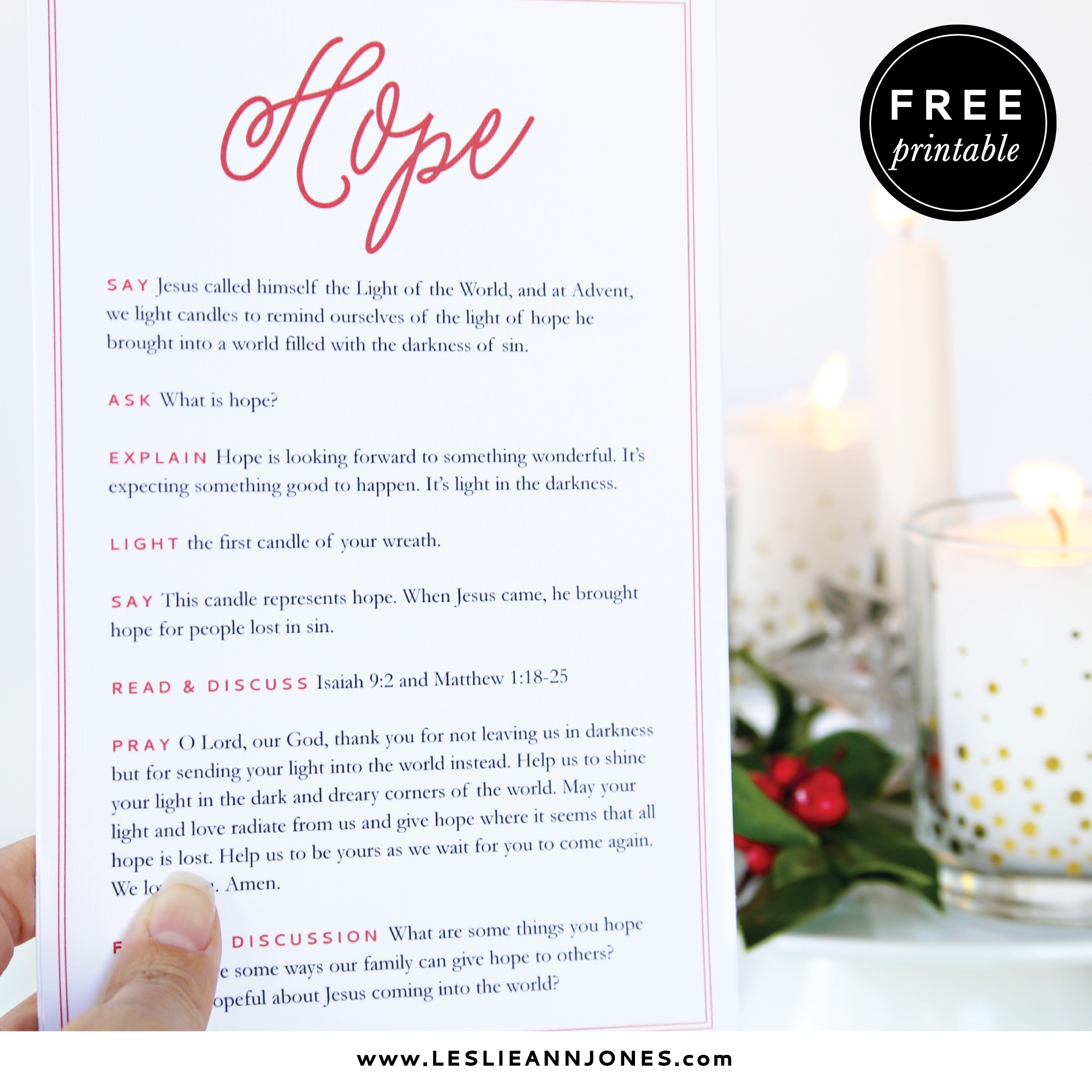 A Simple Free Family Advent Wreath Devotional Leslie Ann Jones