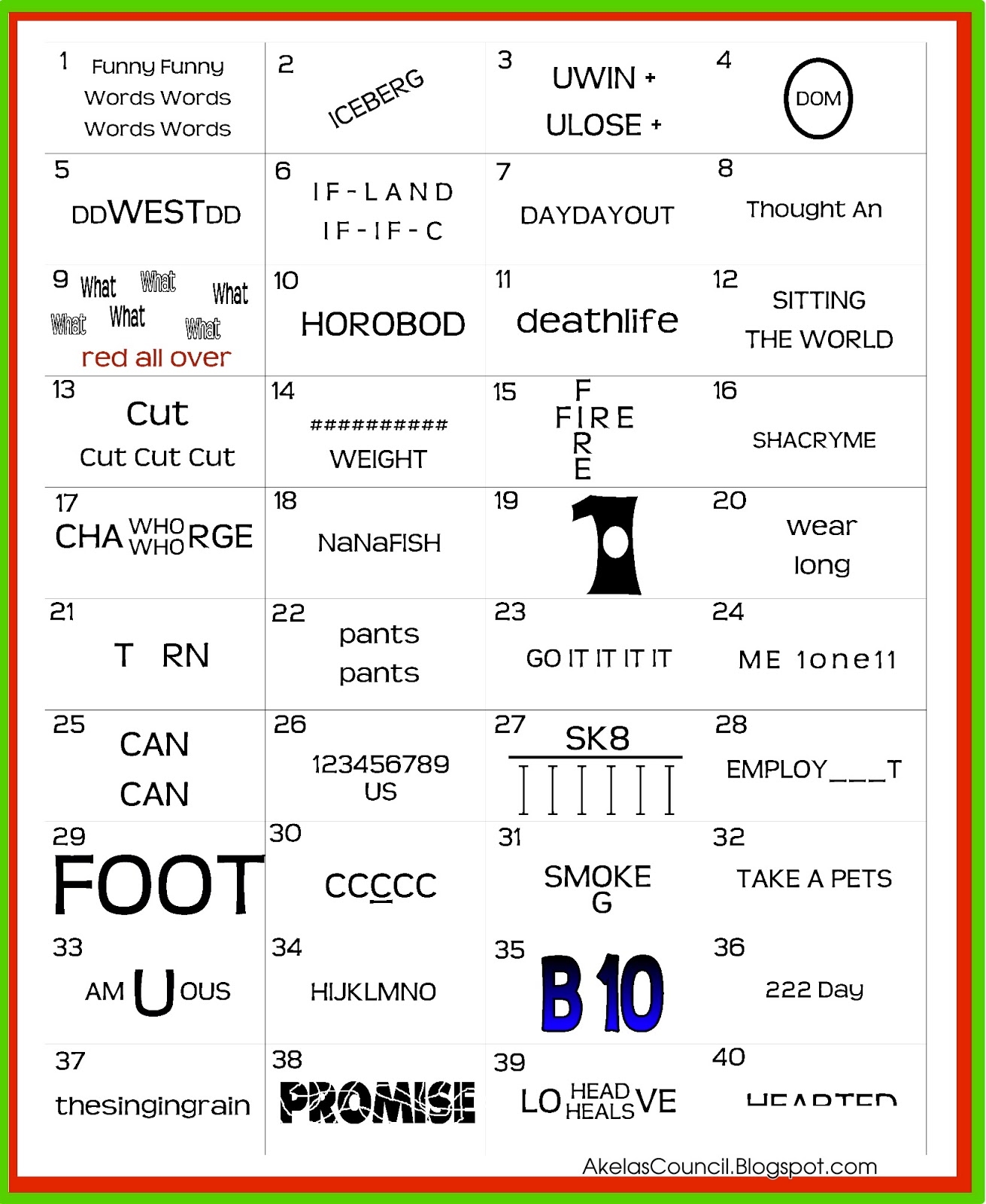 Akela s Council Cub Scout Leader Training Printable Rebus Word Puzzle PreOpener Printable Party Game Brain Teaser For Christmas Parties Cub Scout Pack Meeting Free Printable