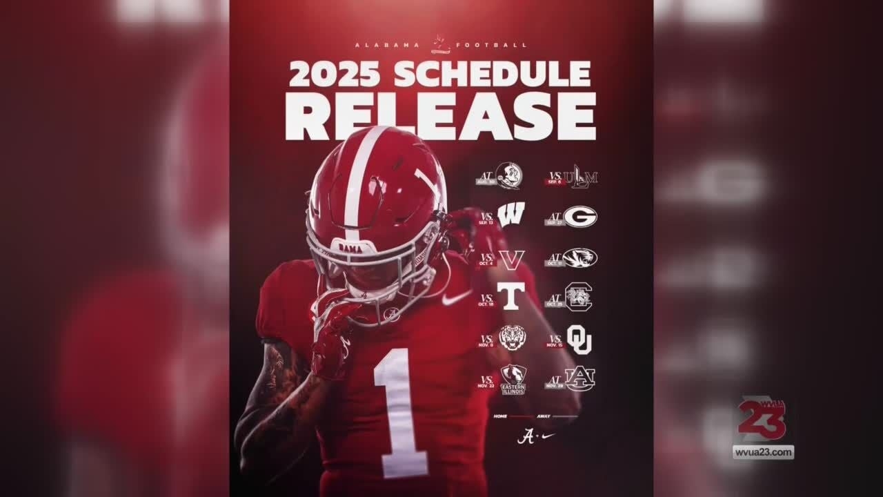 Alabama Football Schedule Released For 2025 Alabama Wvua23