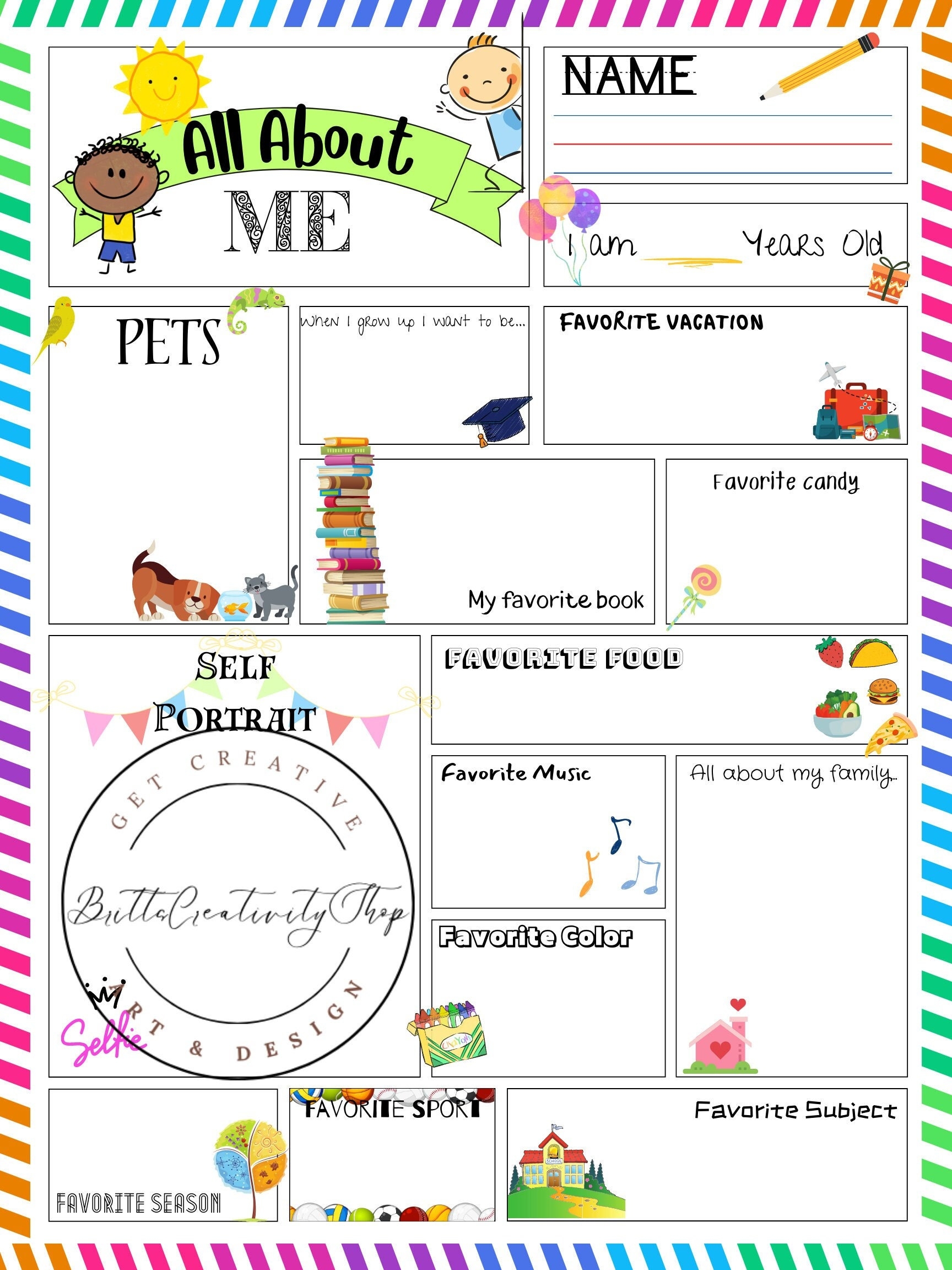 Free Printable All About Me Poster