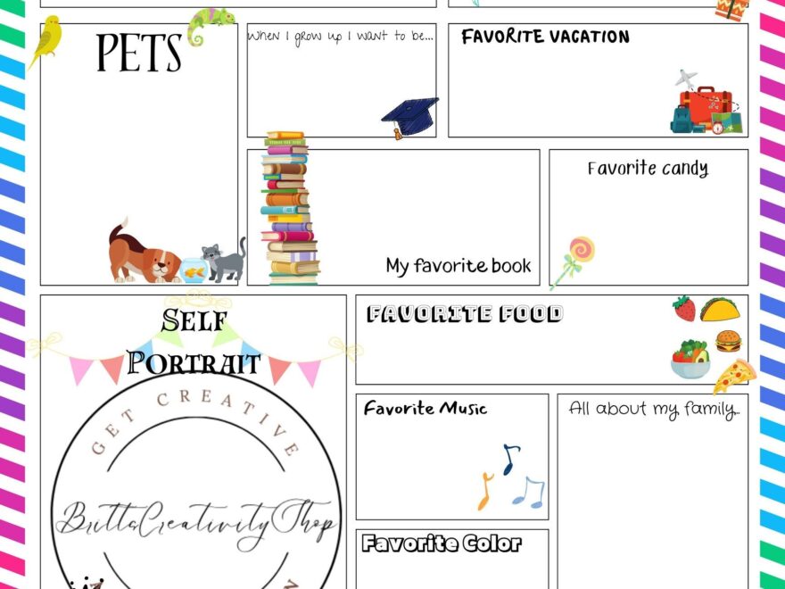 ALL ABOUT ME Poster Size Sheet Printable Writing Prompt For Kids Educational Children Page Printable Sheet For Back To School Etsy