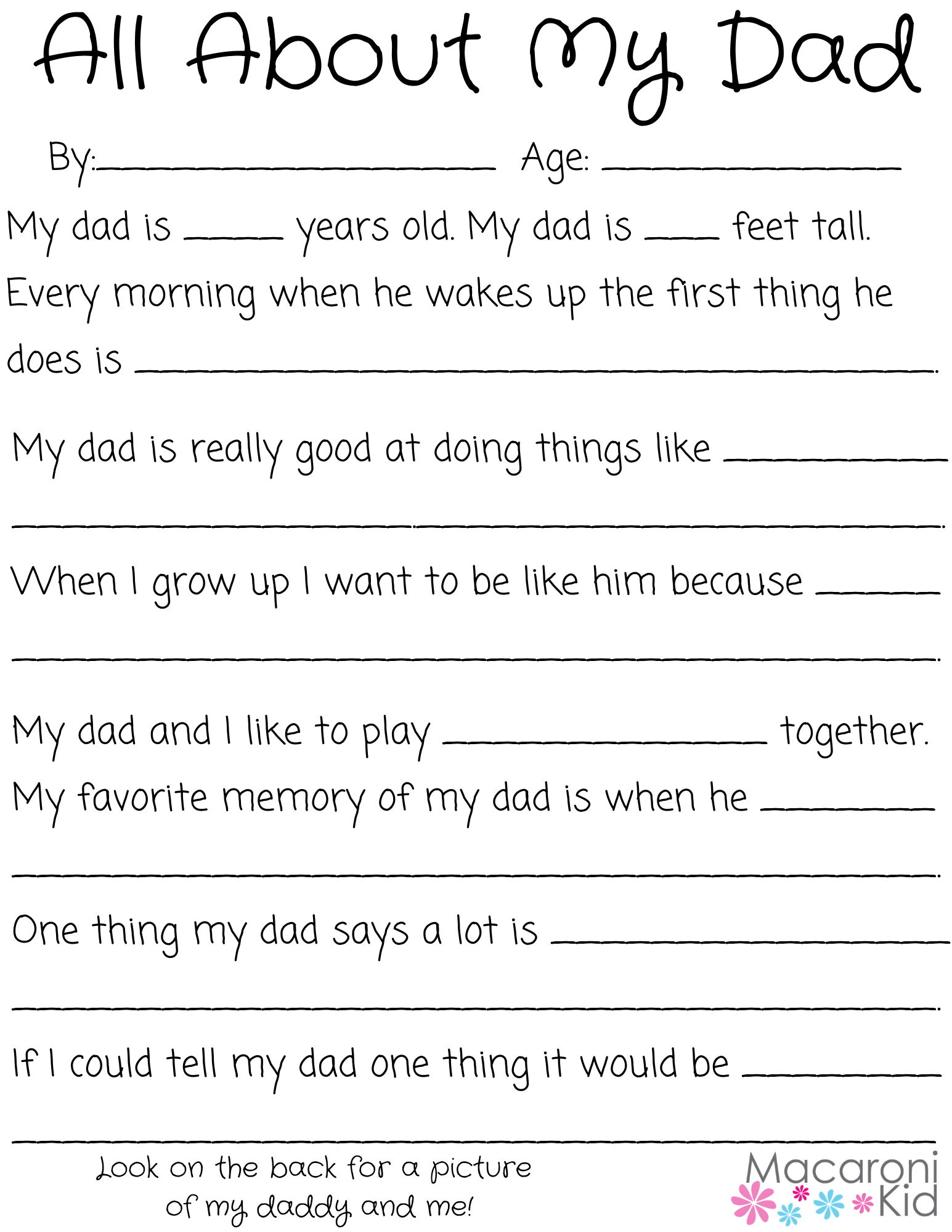 All About My Dad A Father s Day Questionnaire And Free Printable Macaroni KID Wilmington New Castle