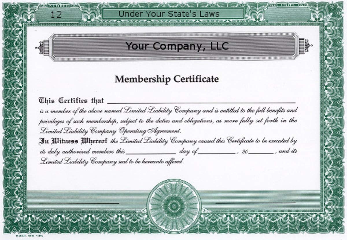 Free Printable Llc Membership Certificate