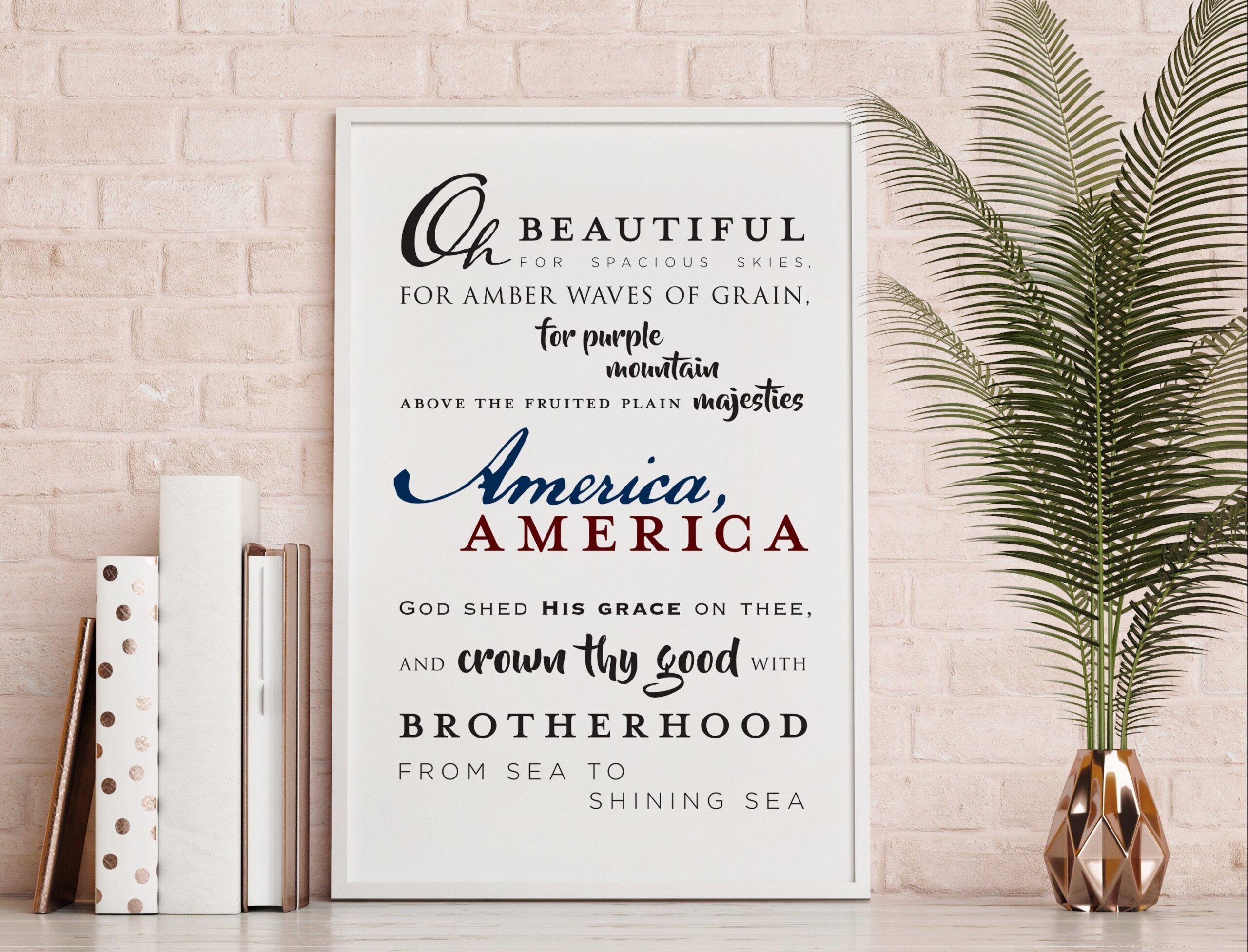America The Beautiful Song Lyric Poster July 4th Decor Etsy
