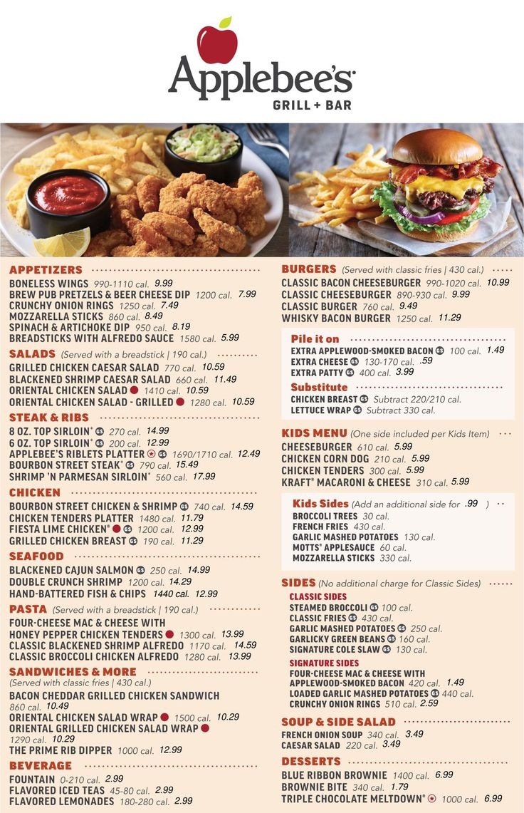Applebee s Menu With Price 10 Free PDF Printables Printablee