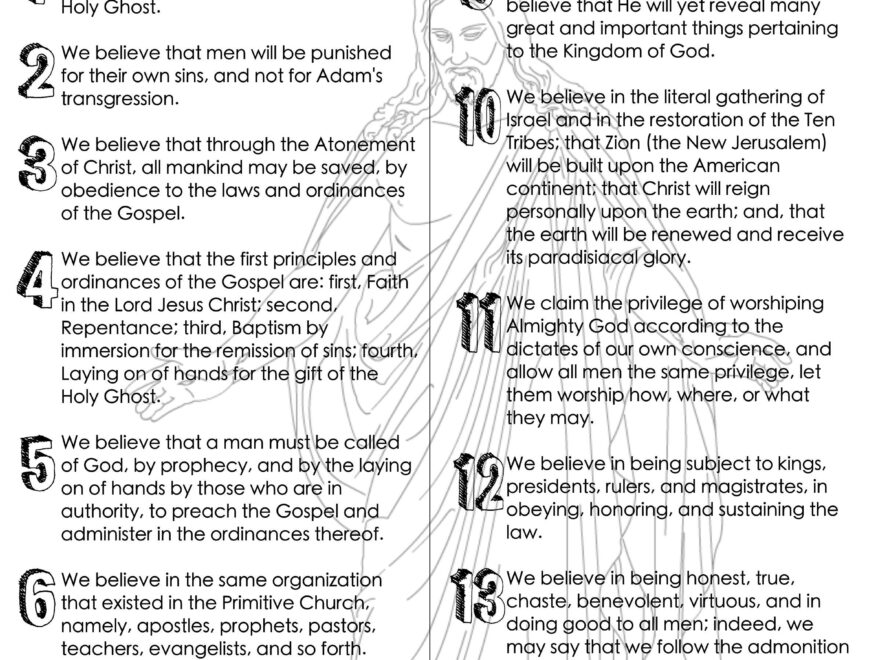 Articles Of Faith Printable With Certificate Etsy