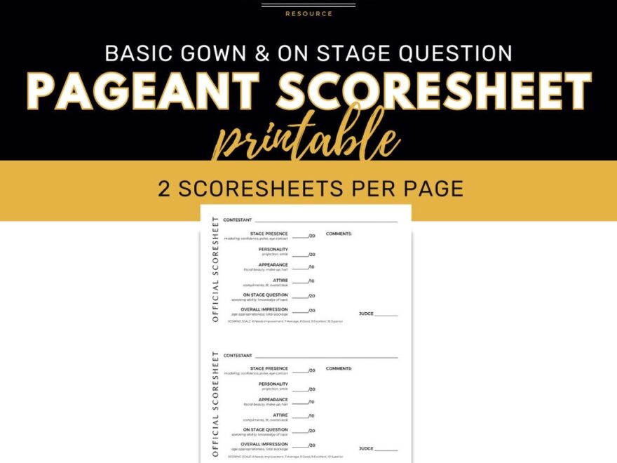 Basic Gown On Stage Scoresheet Pageant Director Resource Digital Download Printable Etsy
