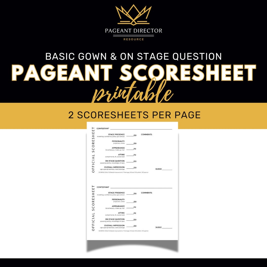 Basic Gown On Stage Scoresheet Pageant Director Resource Digital Download Printable Etsy