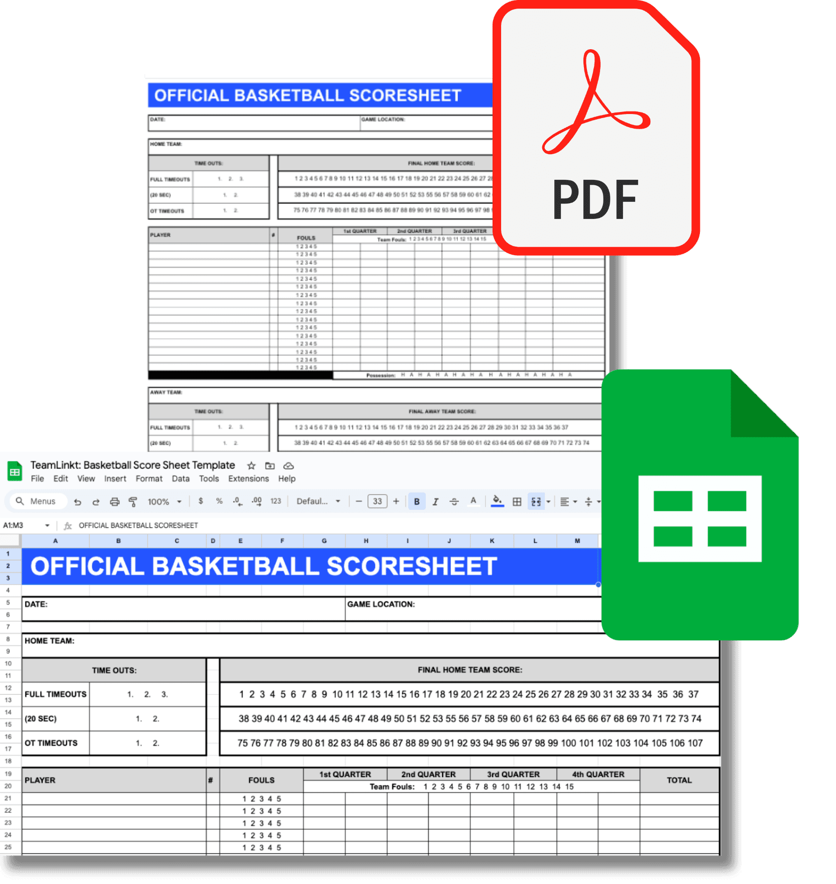 Basketball Score Sheet PDF Template TeamLinkt