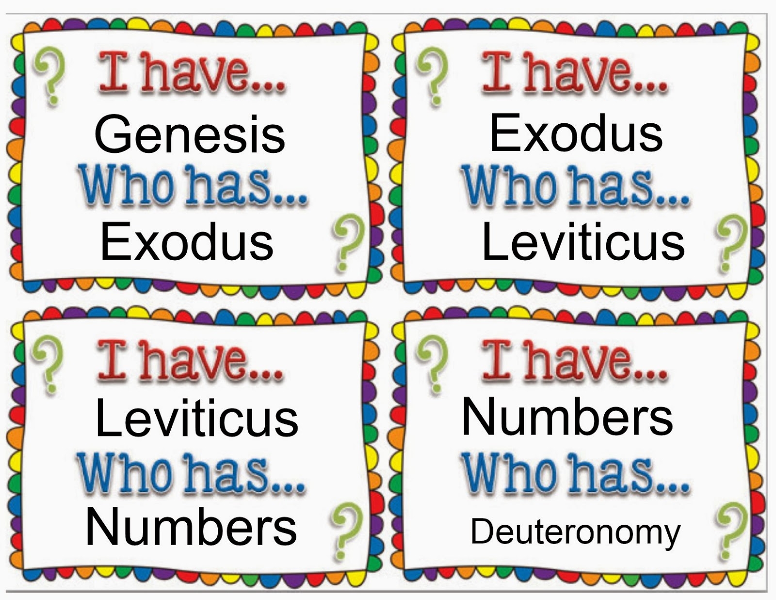 Bible Fun For Kids I Have Who Has Books Of The Bible Game