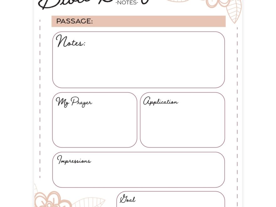 Bible Study Page Flowers Free Christian Printables