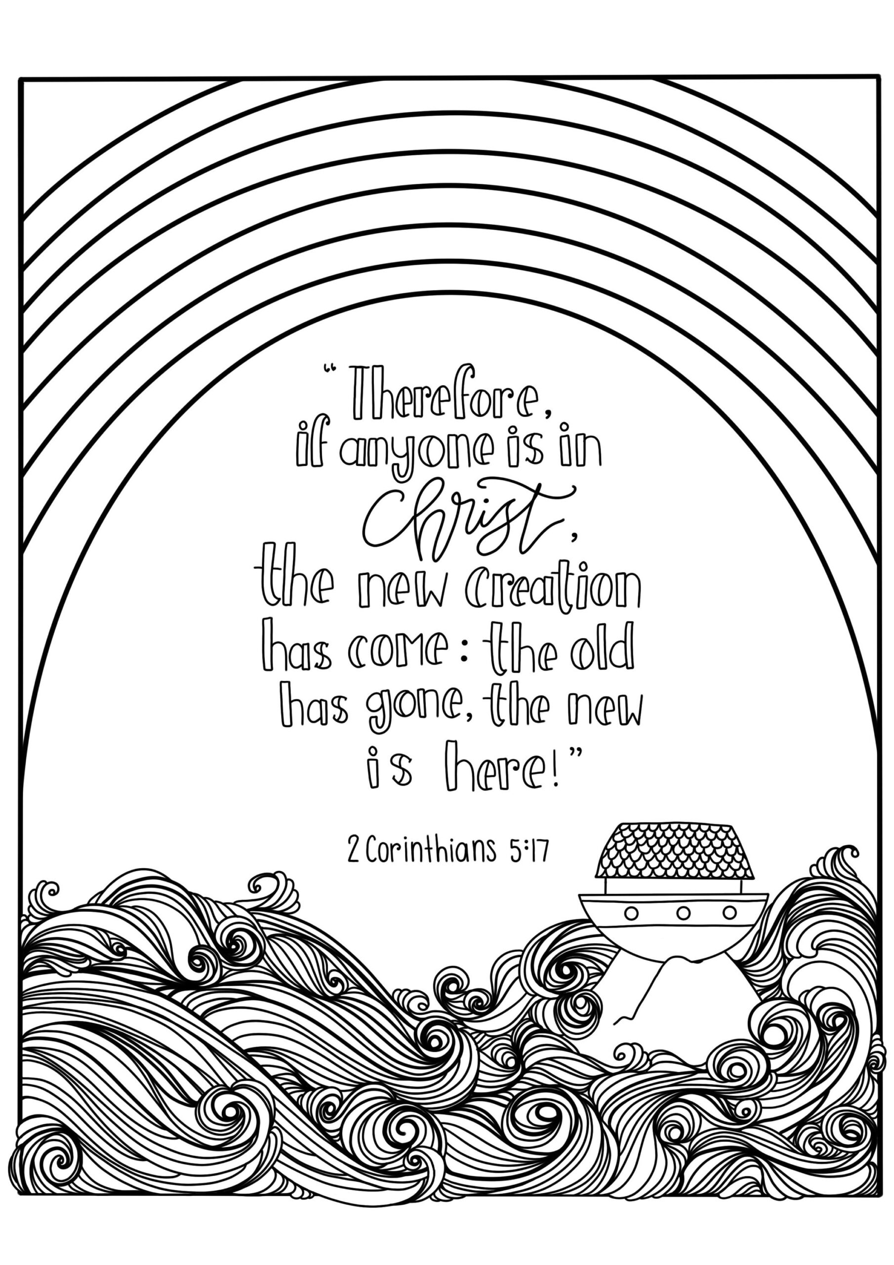Bible Verse Art Scripture Coloring Pages 2 Corinthians 5 17 Etsy