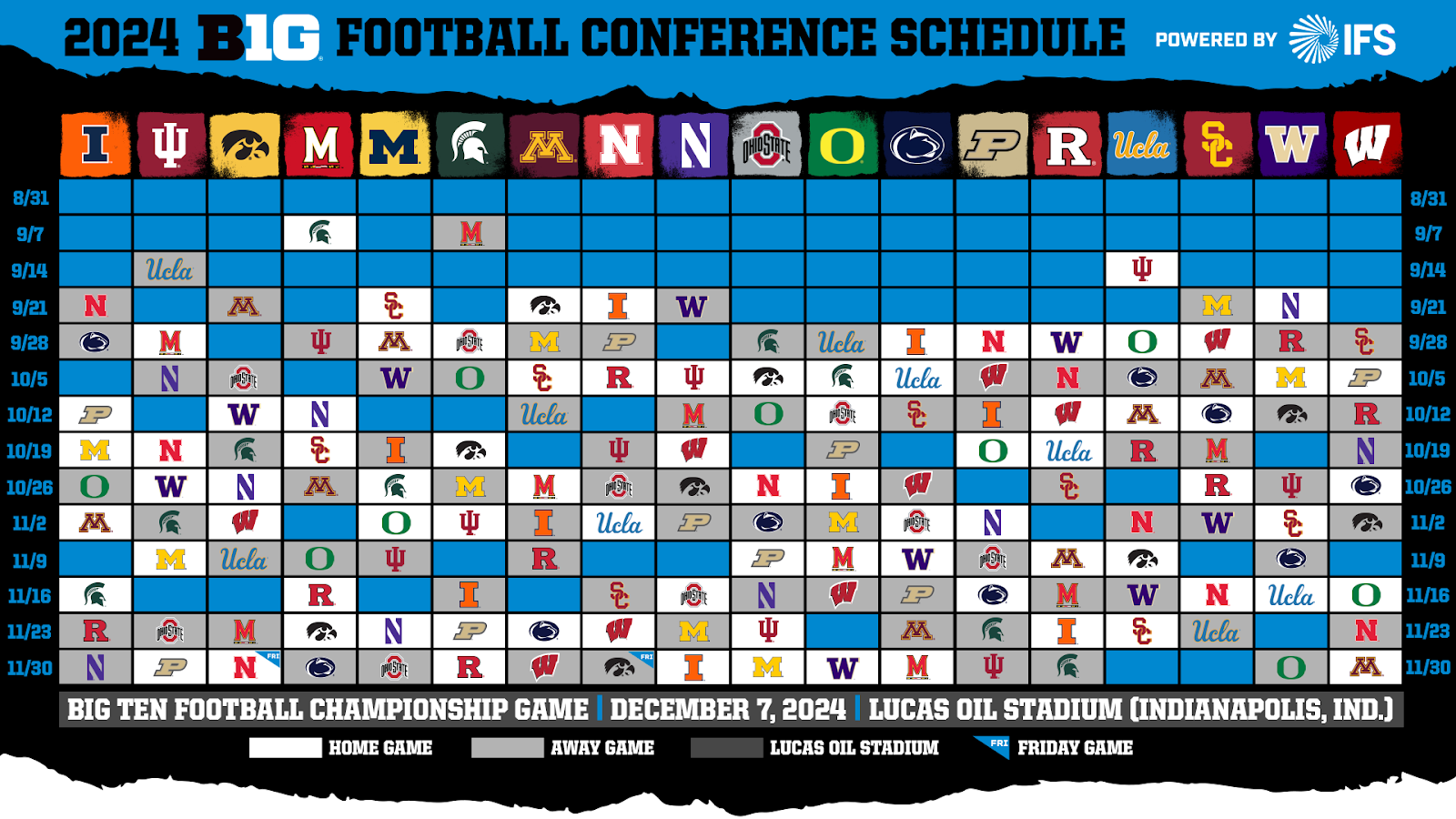 Big Ten Conference Releases 2024 Football Schedule