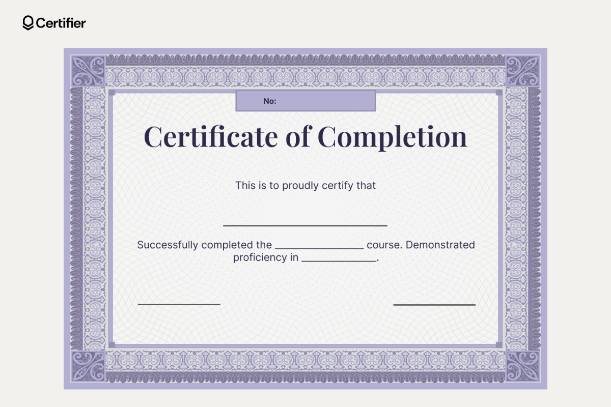 Certificate Of Completion Template Free Printable