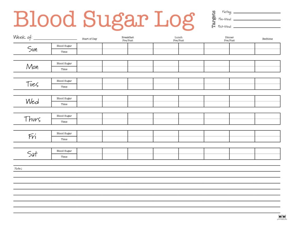 Blood Sugar Logs 25 FREE Logs Trackers Printabulls