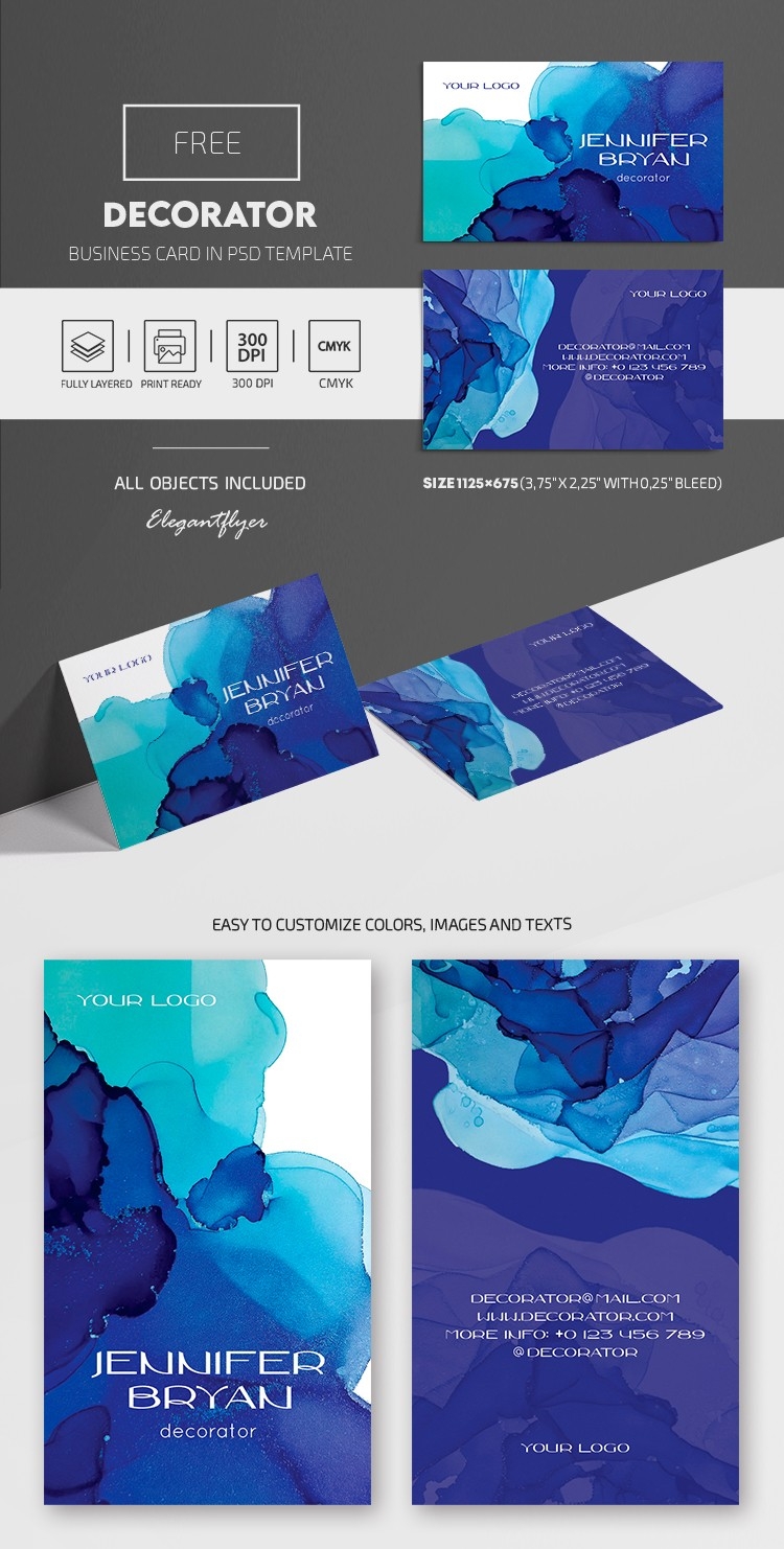 Blue Abstract Printable Business Card Free Business Card Template PSD