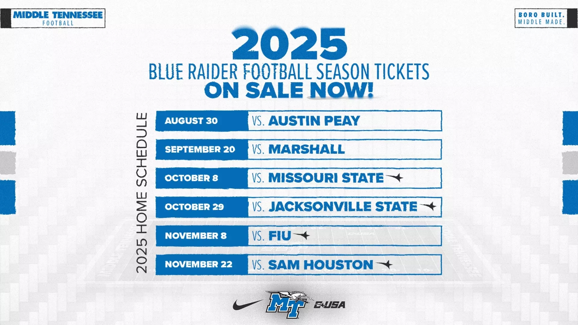 Blue Raider Football Season Tickets Are On Sale Middle Tennessee State University Athletics