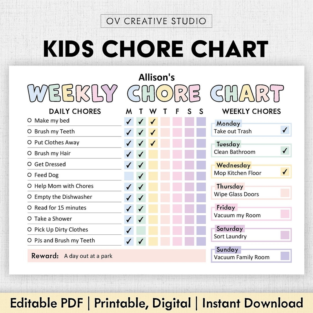 Printable Chore Charts For Kids