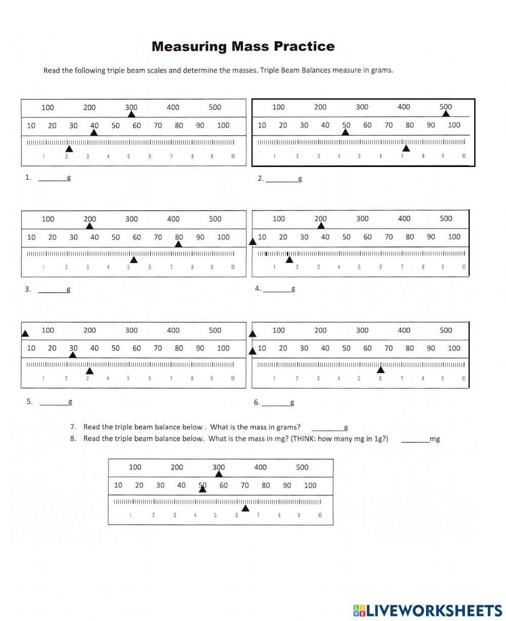 Triple Beam Balance Worksheet Printable