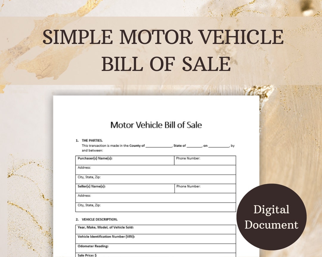 Printable Used Car Bill Of Sale