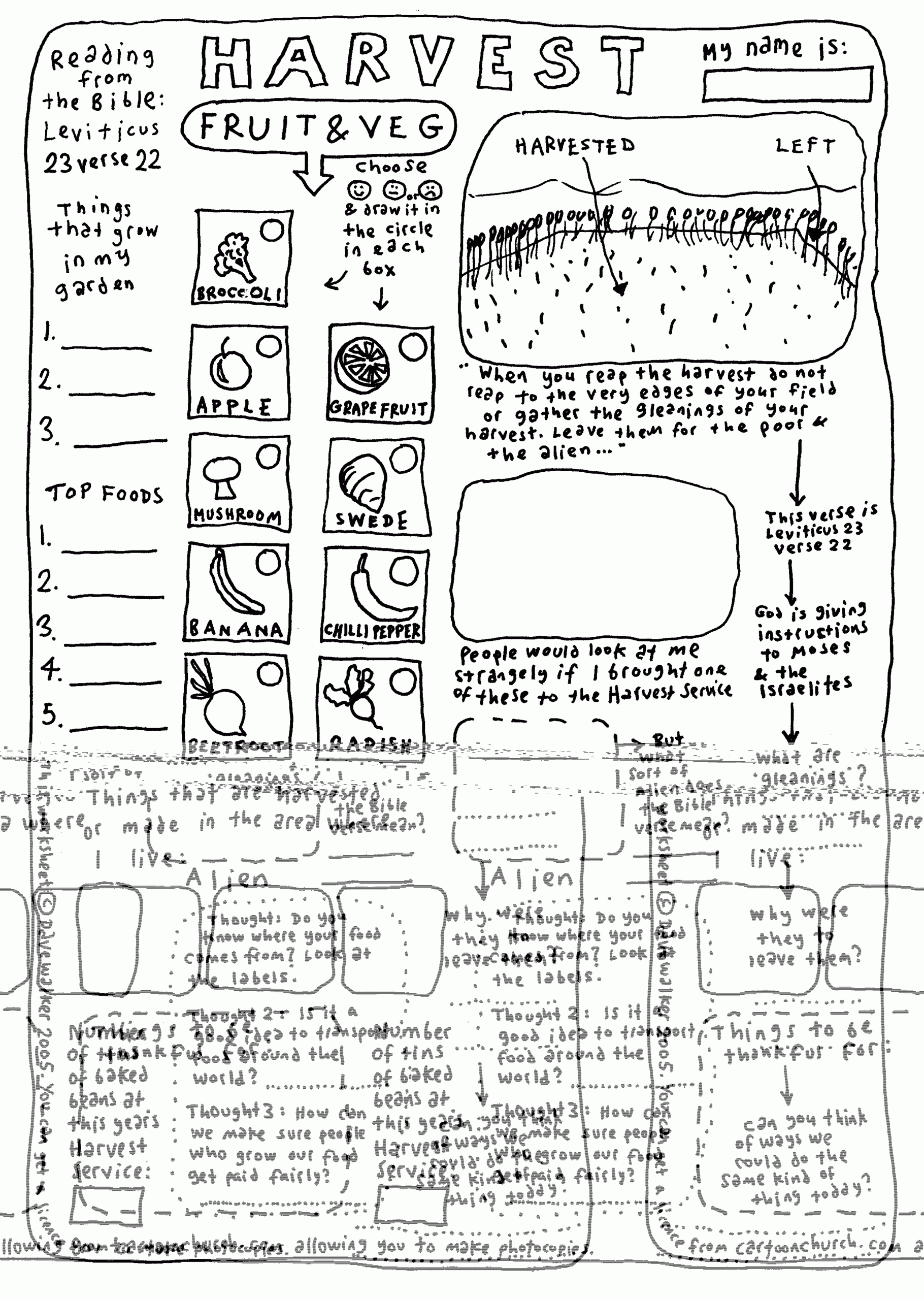 Cartoon Worksheet Harvest CartoonChurch