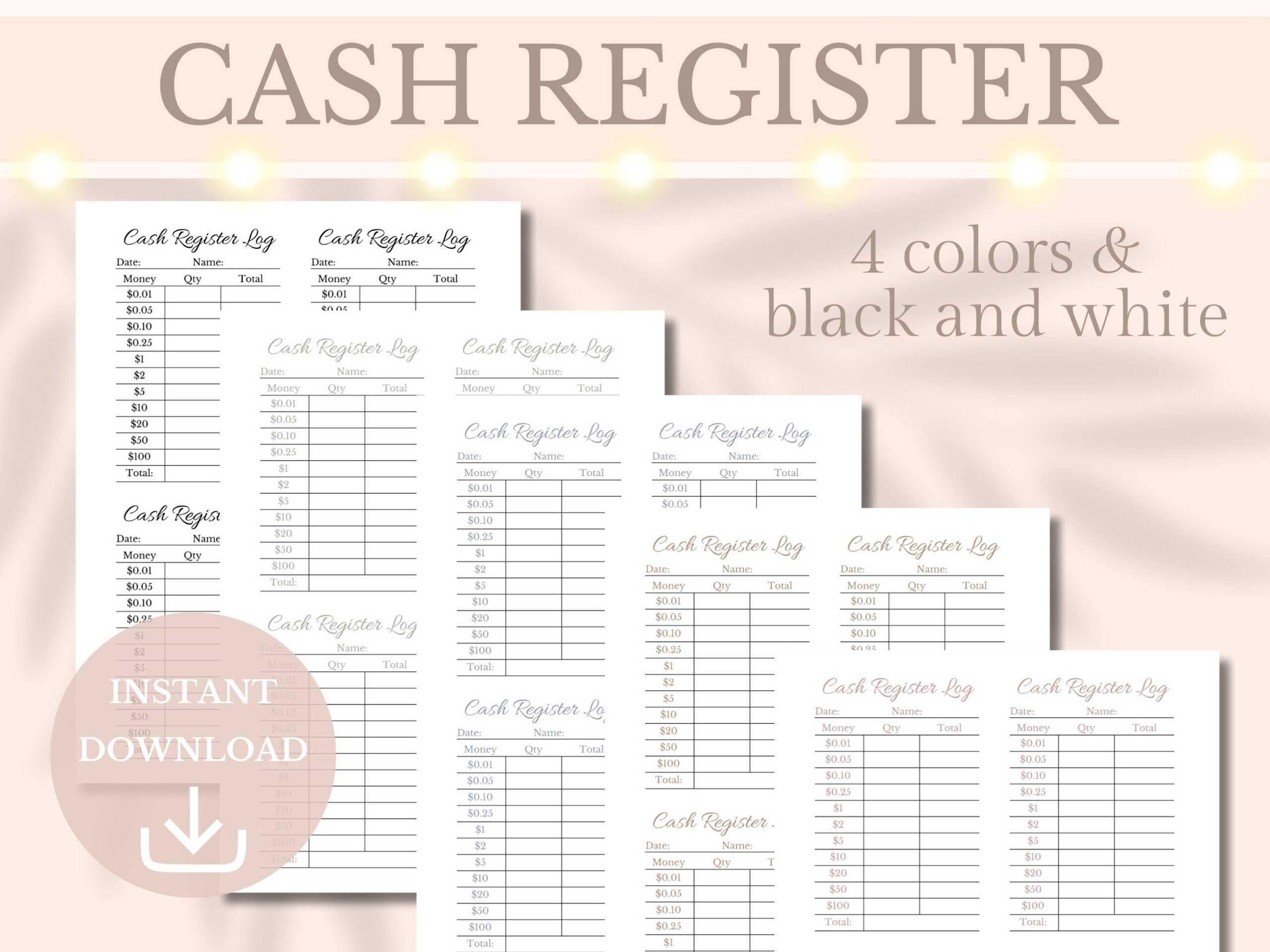 Cash Breakdown Teller Slip Printable Cash Register Till Balance Tracker Small Business Shop Bookkeeping Sheet A4 Letter Digital Download Etsy