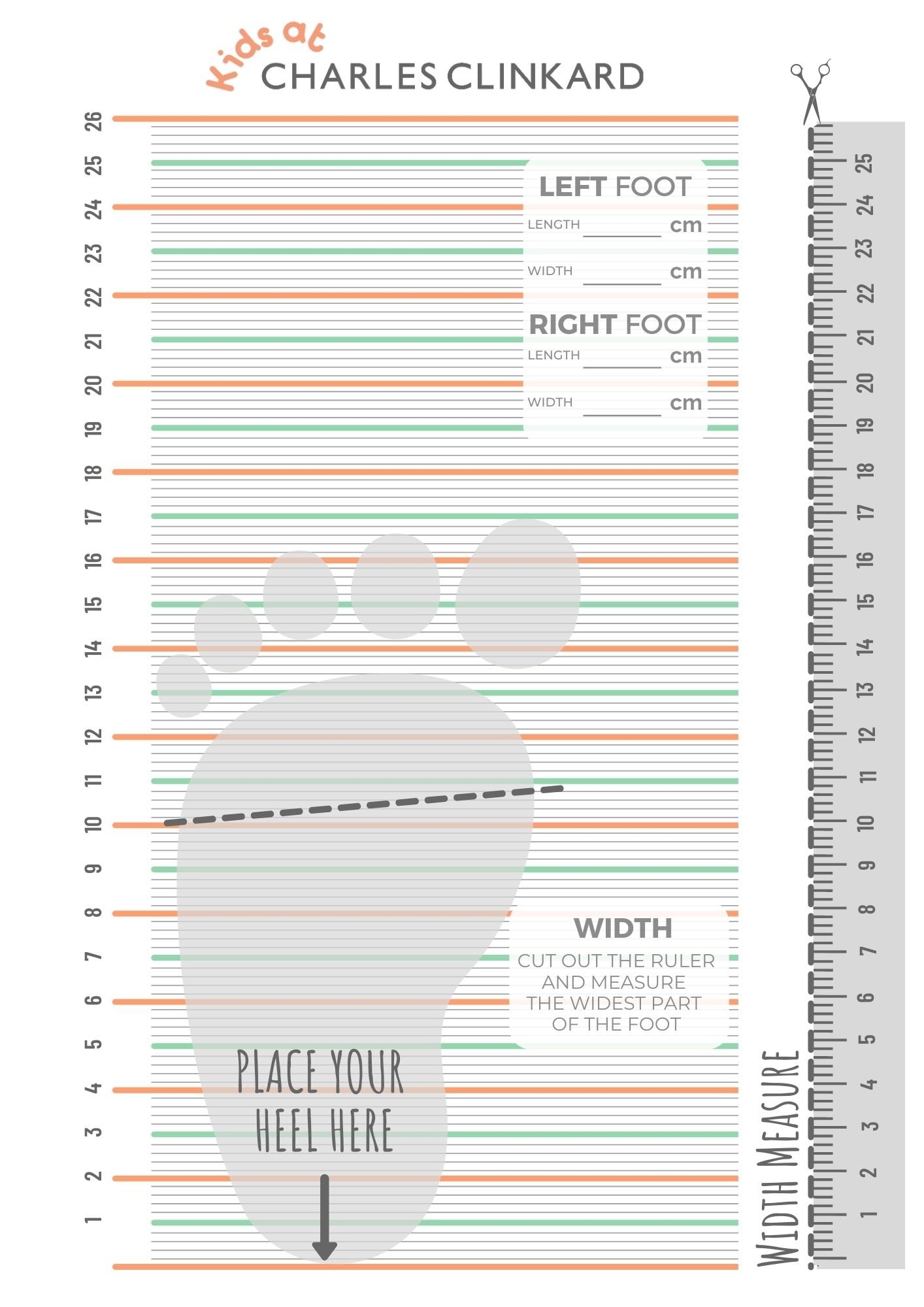 Printable Kids Shoe Size Chart